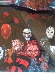 Halloween Plastic Tablecloth Horror Movie Characters Party Approximately 40 x 70