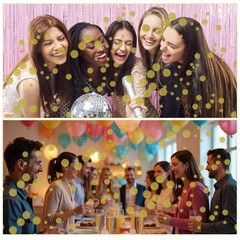 200 PCS Gold Confetti Glitter Round Dots Scatter Table Party Decor