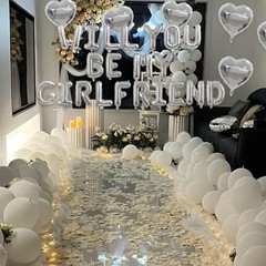 2 Set Silver Will You Be My Girlfriend Balloons – 42pcs 16″ Letter Balloon 12…