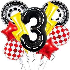 30″ Tire Balloons with Lightning Bolt Foil Style3 Race Car Party Decorations