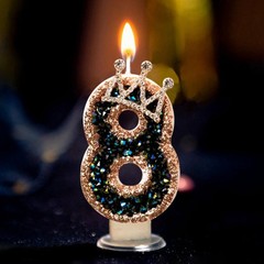 Generic Birthday Number Glitter Crown Candles Party Decor Supplies 8 Count
