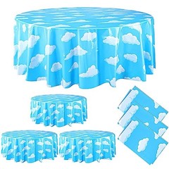 Pieces Blue Sky Whites Party Tablecloth 84» Cartoon Story Tablecloth 6 Cloud
