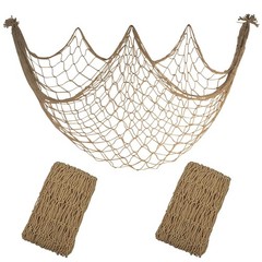 2 Pack Fish Net Decorations – 80×40 Inch Brown Fishing Net Decor for Under Th…