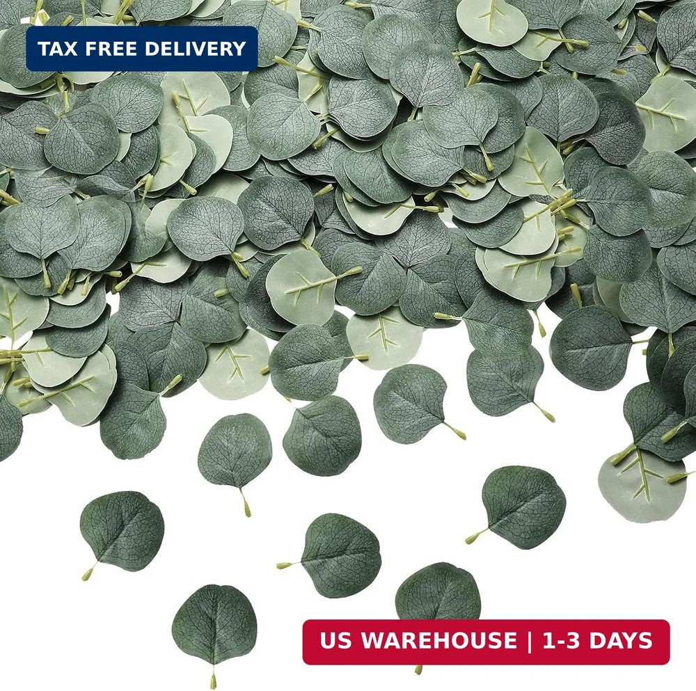 WILLBOND 400+ Pcs Eucalyptus Leaves, Fake Eucalyptus Petals Boho Wedding Table D