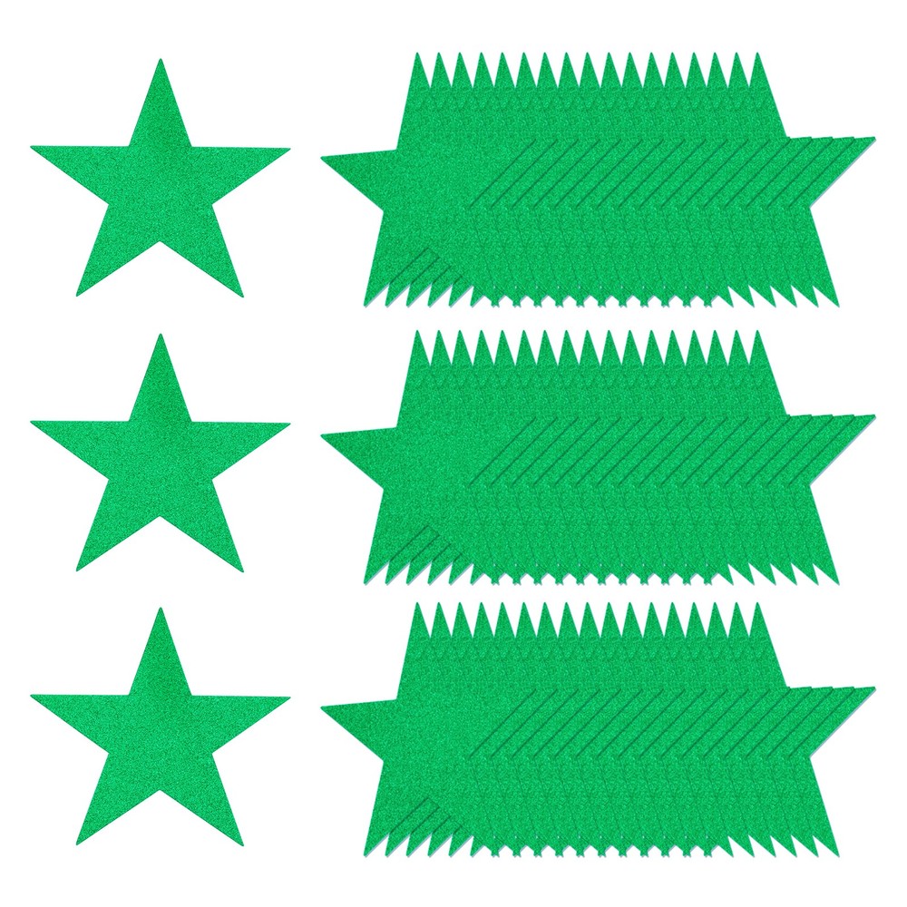 80Pcs Glitter Star Cutouts 6 Inch Star Shape Glitter Paper Green