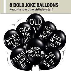 Funny Abusive Balloons | Fun Decoration for Adult Birthday Party | 8 Pack with D