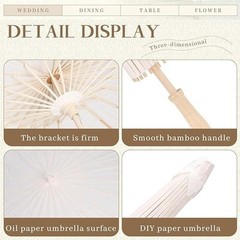 25 White Oiled Paper Umbrellas Chinese Japanese 23.6 Wide 25 pieces Decoration