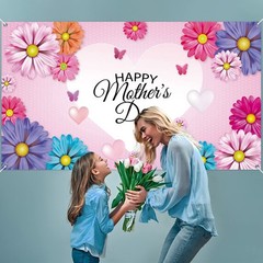 Happy Mothers Day Backdrop Banner 78 x 43 Inch Large Size Mothers Day Banner Bac