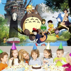 Hayao Miyazaki Characters Birthday Party Decorations Backdrop Banner 5x3ft