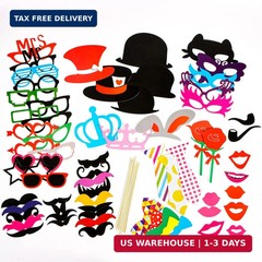 Joyin Toy Photo Booth Props 66 Pieces，Multicolor Kit for Graduation Wedding Part