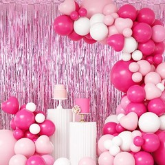 Pink Foil Fringe Curtains – 12 Pack Tinsel Backdrop Streamers for Parties & Even