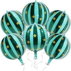 22 Inch 360 Degree 4D Stripe Blue Red Balloons, Aluminum Mylar Carnival Theme Pa