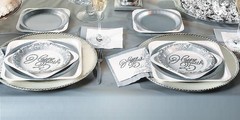 Silver Color Cut-to-Fit Easy Table Cover 100-Ft x 40″W Disposable Plastic #290