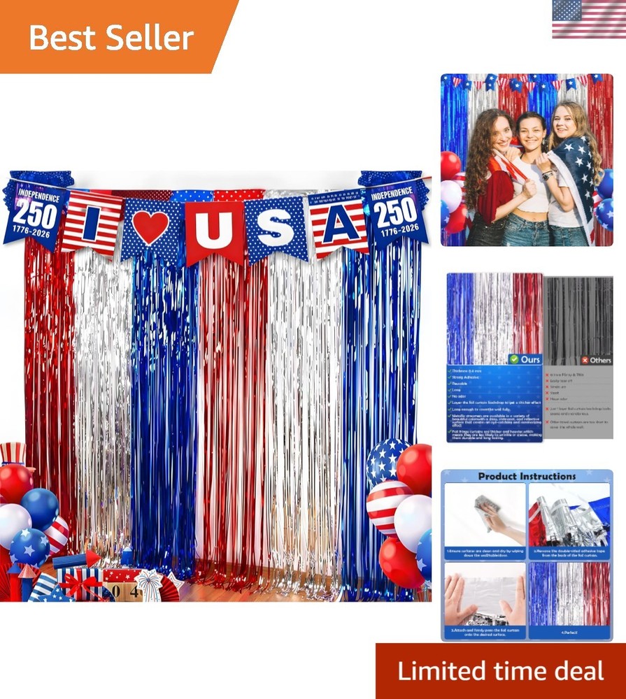 Vibrant American Flag Streamers 2-Pack – Indoor & Outdoor 4th of July Decor