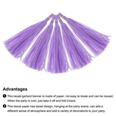 30Pcs Light Purple Tassel Garland Banner with Rope