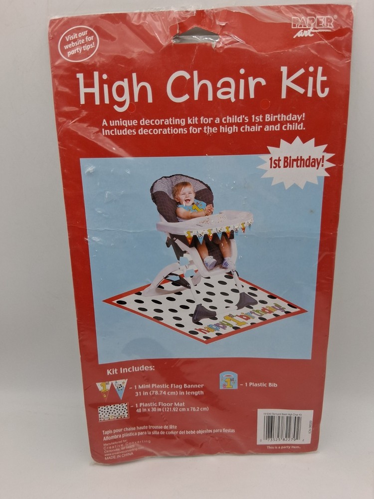 High Chair Kit 1st Birthday Barnyard Bash Mini Flag Banner Floor Mat Bib NEW