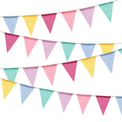60 Flags Imitated Burlap Pennant Banner – Multicolor Fabric Triangle Rainbow …