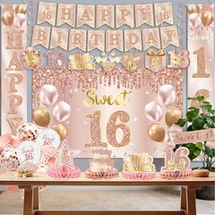 Sweet 16 Party Decorations – 16th Birthday Decorations Backdrop, Banner, Hone…