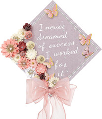 MotiMind 46 Pcs DIY Graduation Cap Decorations Kit Included Paper Flowers, 3D Bu
