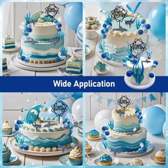 Ocean Cake Decorations Shark Cake Topper Shark Dolphin Figurines Decoration O…
