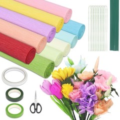 10 Rolls Crepe Paper Streamers 10 Rainbow Colors Floral Wire 9.8 x 98 Inch/Roll