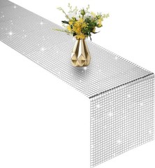4 Packs Glitter Disco Party Table Runner 12 x 108 Inches Mirror Silver Foil