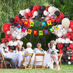 137Pcs Red Black White Balloons Arch Kit, 18/12/10/5 Inch Ruby Red White Black C