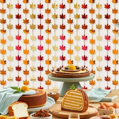 Thanksgiving Party Decorations 2Pack 3.3 x 6.6 ft Red Gold Orange Maple Leave…