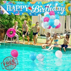 HAKOTI Pool Party Banner 9.8×1.9ft