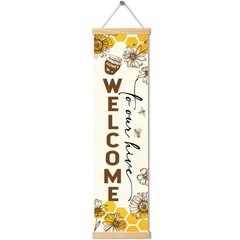 Summer Door Banner, Welcome Home Sweet Home Porch Banner, Honeycomb Floral Bu…