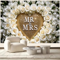 5x7FT/5x3FT Mr & Mrs Backdrop Wedding Valentine’s Day Backgrounds Photo Booths