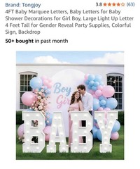 4Ft Baby Marquee Letters with Lights