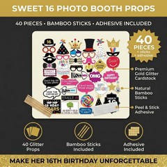 16th Birthday Photo Booth Props – 40 Various,
