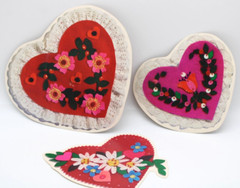 10-piece Set Valentines Diecut Cutouts 1979 Current Vintage Decoration Felt-Look