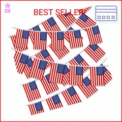 MARFOREVER 100 Pcs American Flag Banner 105 Ft USA Flags Bunting Banners