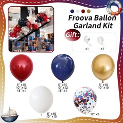 4th Of July Balloon Arch Kit, Win Ruby Dark Red Navy Blue White Metallic Gold…
