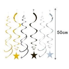 Black Gold and Silver Foil Hanging Ceiling Swirls Garland,Star Swirl Streamer…