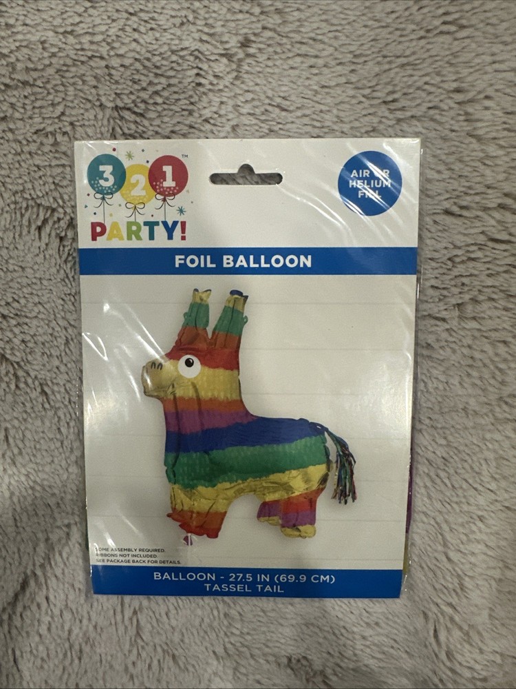 321 Party! Giant Foil Balloon Pinnata Tassel 27.5” Air Or Helium Fill Brand New