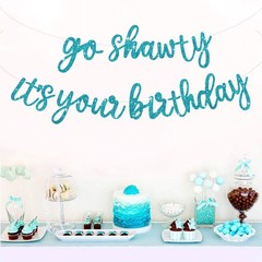 BEISHIDA Light Blue Go Shawty It’s Your Birthday Banner – NO DIY – Lake