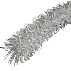 30FT Shiny Metallic Silver & White Tinsel Garland Christmas Plastic Fringe Foil