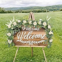 2Pcs(13 Ft) Artificial Eucalyptus Flower Garland with White Rose Flowers,Faux