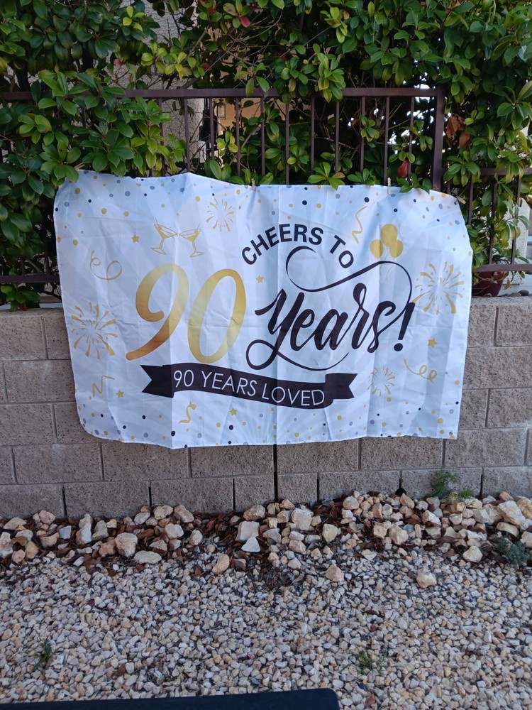 Happy 90th Birthday Banner Backdrop approx 44″ X 72″ Decoration