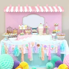Circus Striped Awning Decorations 2pcs Kids Carnival Party Decor Fun Theme New