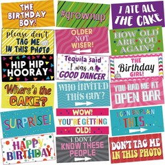 Beeveer 24 Designs Funny Birthday Photo Booth Props Double Sided 11.02 * 5.51…