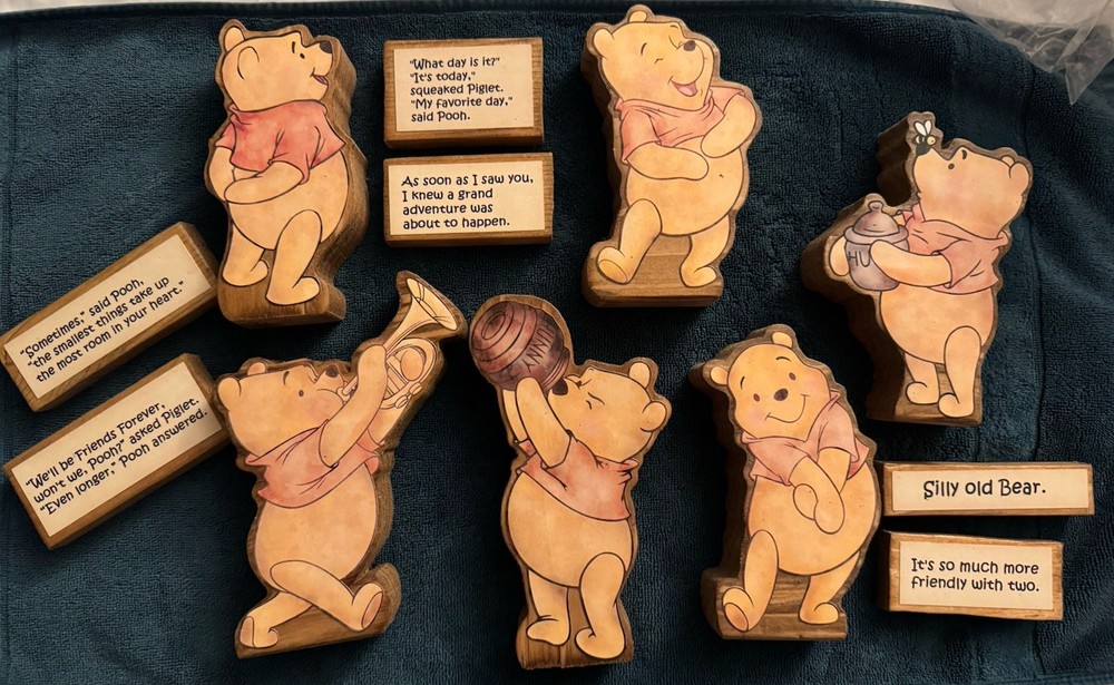 Wood Block Winnie the Pooh Bear Decor, Baby Shower, Centerpiece, Nursery