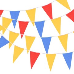 108ft Red Blue Yellow Pennant Banner Flags String Hanging 64PCS Triangle Bunt…