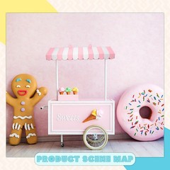 4 Pack Pink Circus Awning Decoration 3D Pink And White Stripe Cardboard Awnin…