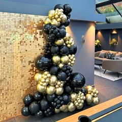 Black and Gold Balloons, 50PCS 12 Inch Black and Gold Confetti Black Gold