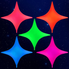 Mega-L Glow in the Dark Party Supplies, 5 Pcs Neon Star Balloons Set | Fluoresce