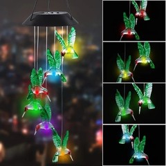 Solar LED Wind Chimes Color Changing Butterfly Dragonfly Hummingbird Outdoor
